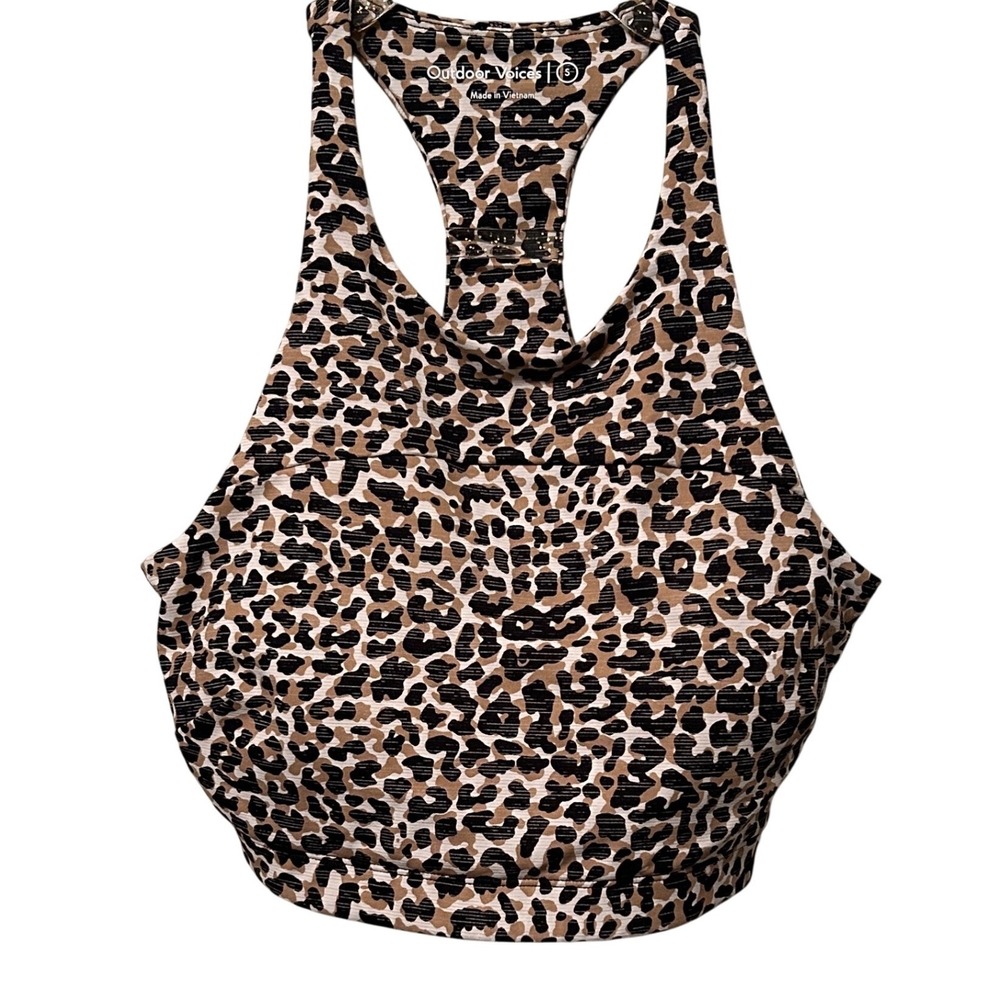 Outdoor Voices Leopard‎ Print Sports Bra Racerback Athletic Top Size S